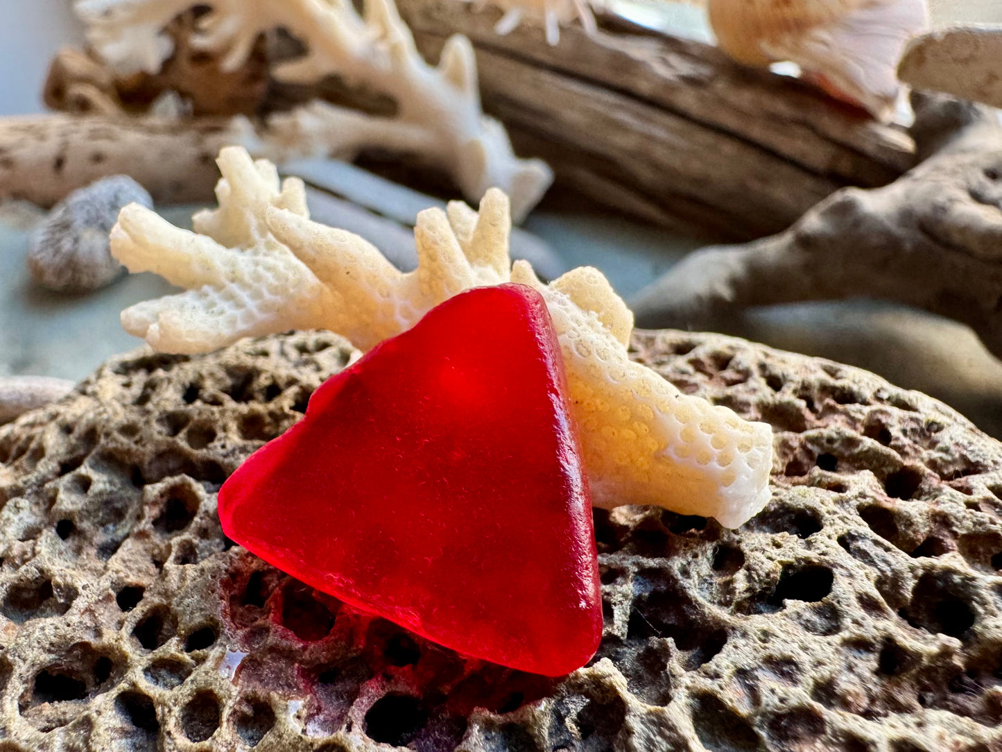 Rare Red Triangle Sea Glass B2960 – Genuine Beach Found Seaglass for Jewelry Making