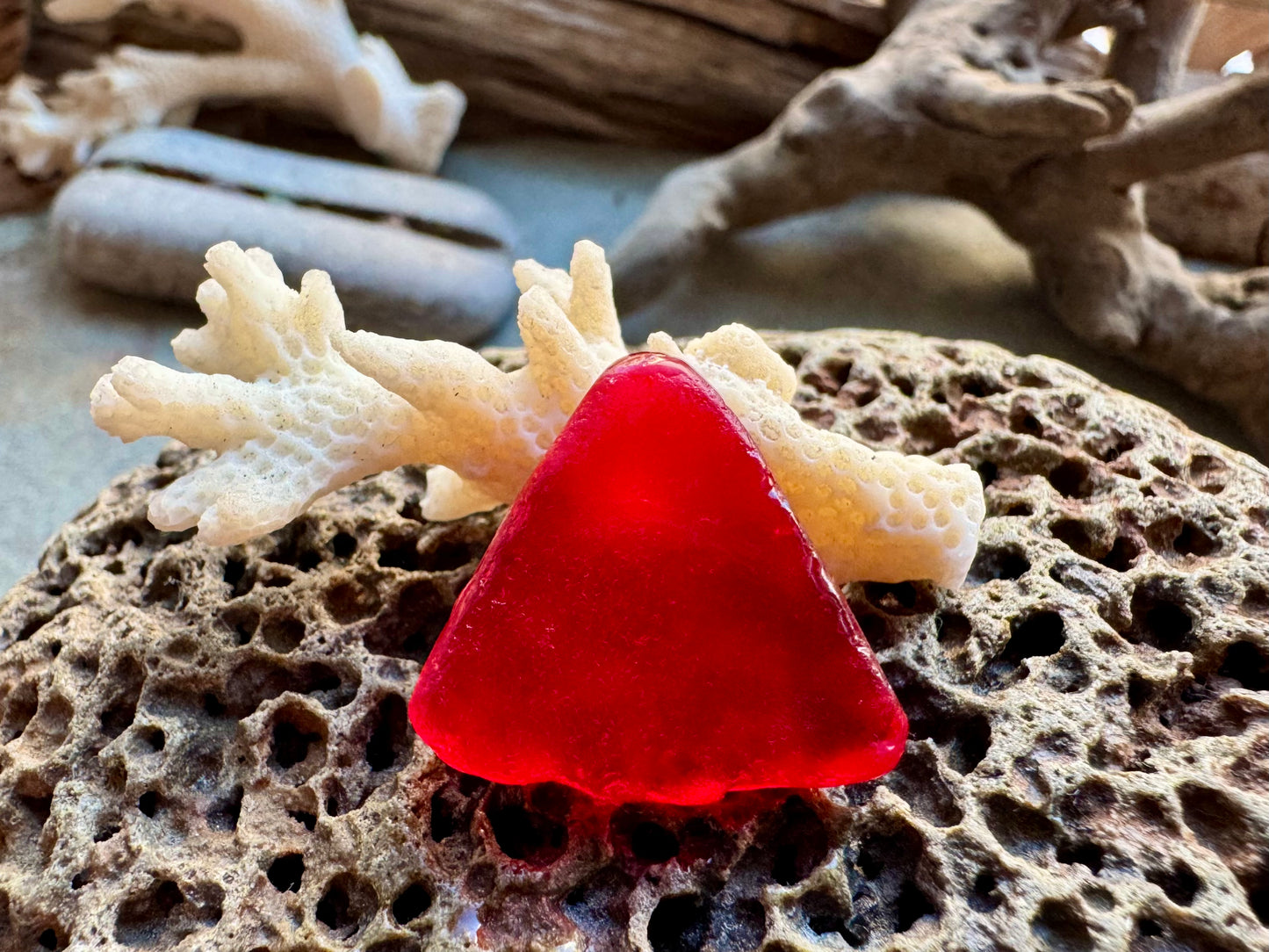 Rare Red Triangle Sea Glass B2960 – Genuine Beach Found Seaglass for Jewelry Making