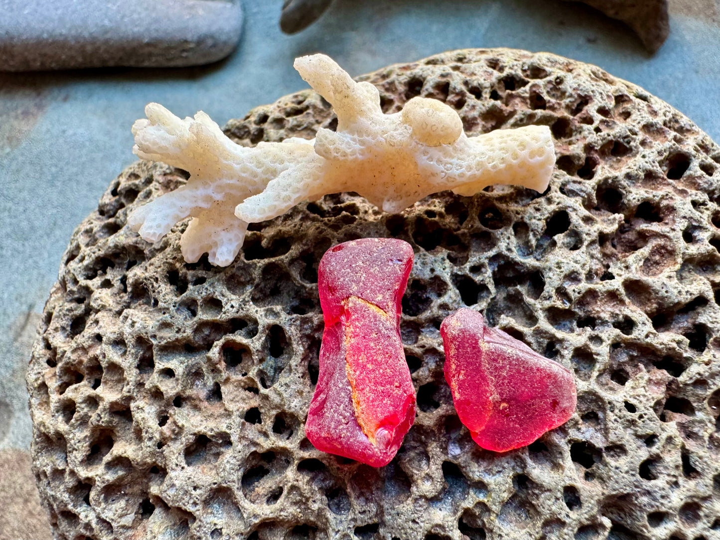 Red Genuine Sea Glass Pair B2963 for Jewelry Making – Rare Ruby Beach Glass Pieces, Pendant Supplies