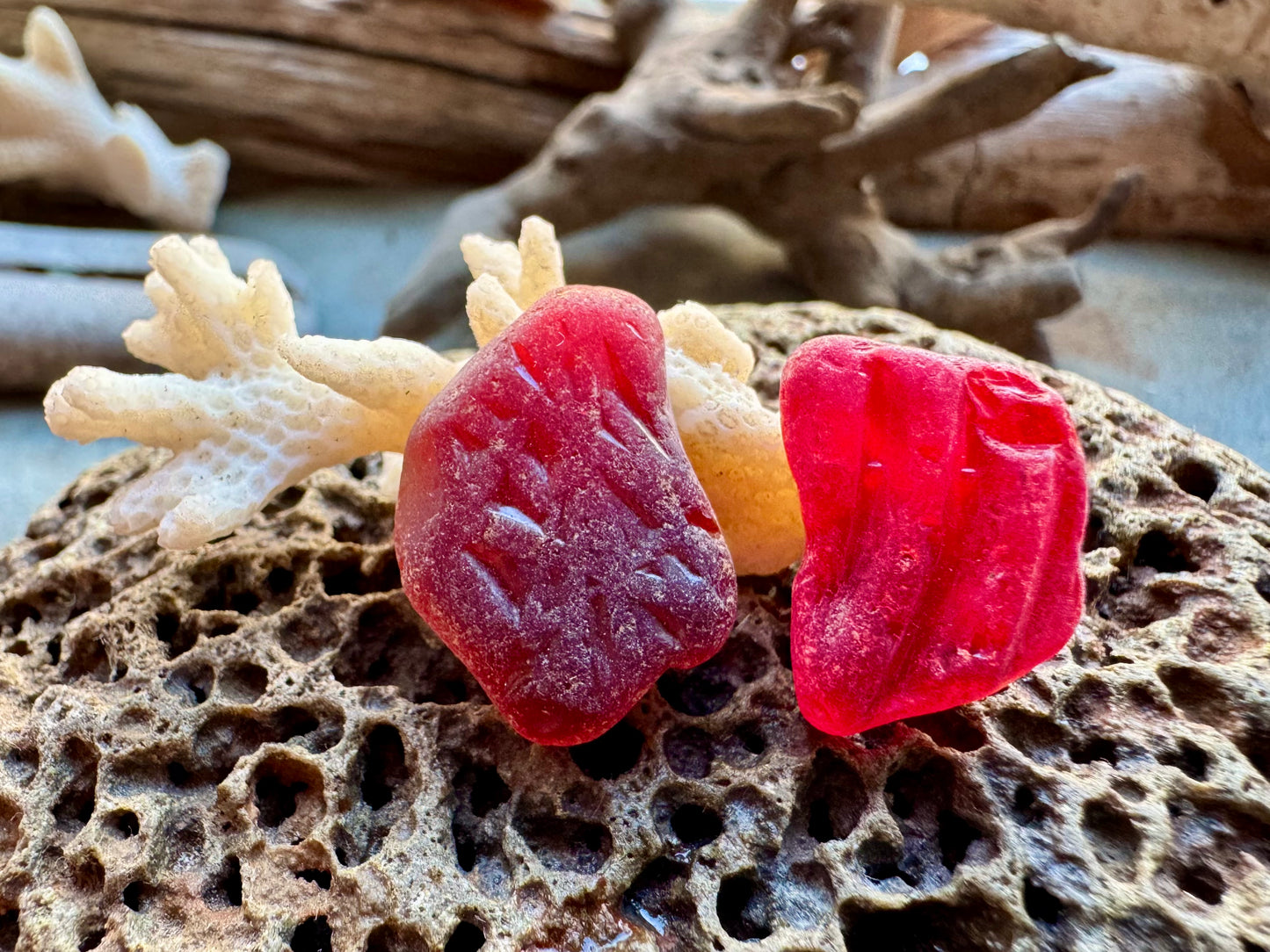 Rare Red Sea Glass Pieces B2964 for Jewelry Making – Genuine Beach Glass Supply