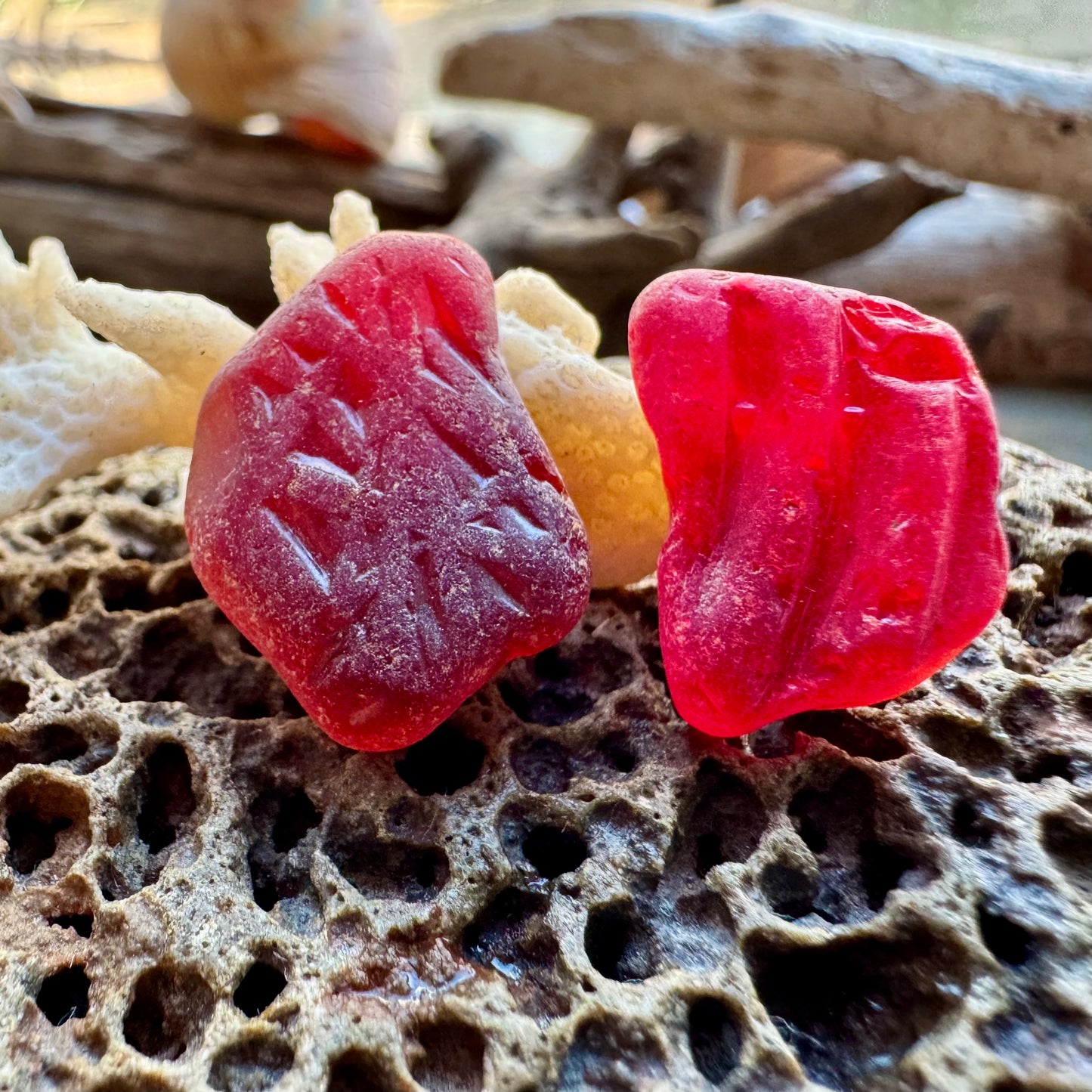 Rare Red Sea Glass Pieces B2964 for Jewelry Making – Genuine Beach Glass Supply