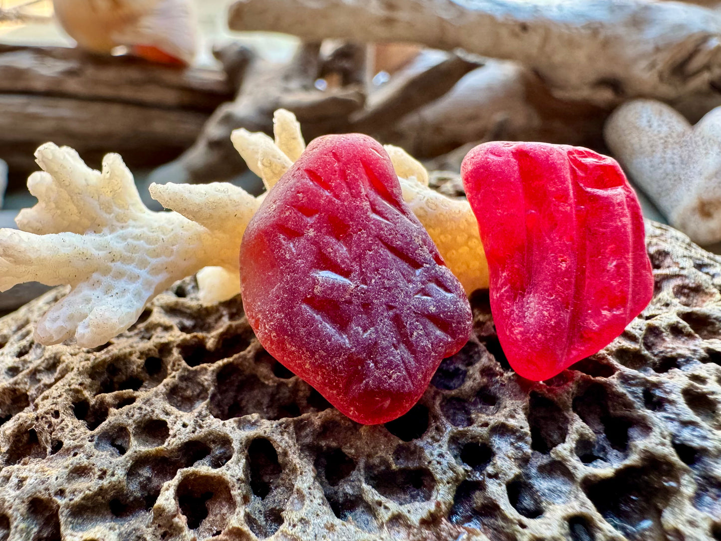 Rare Red Sea Glass Pieces B2964 for Jewelry Making – Genuine Beach Glass Supply