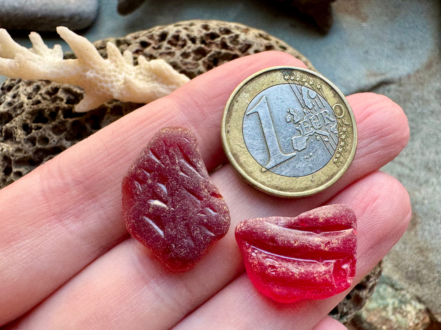 Rare Red Sea Glass Pieces B2964 for Jewelry Making – Genuine Beach Glass Supply
