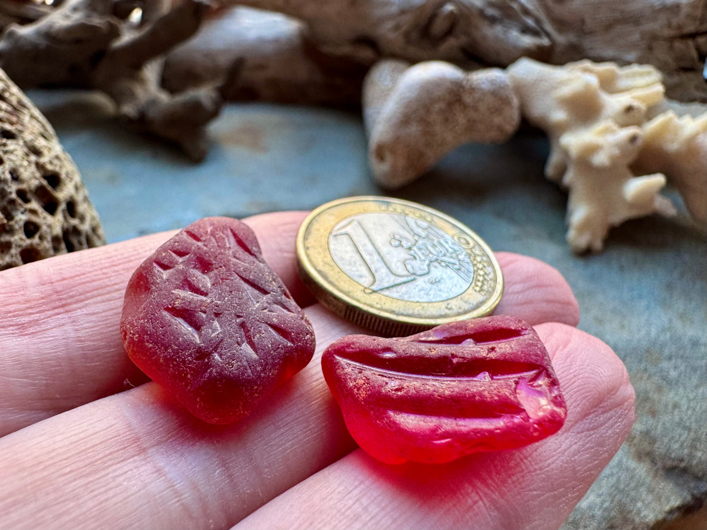 Rare Red Sea Glass Pieces B2964 for Jewelry Making – Genuine Beach Glass Supply