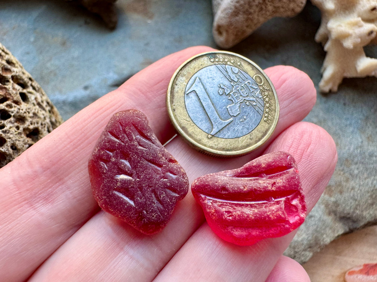 Rare Red Sea Glass Pieces B2964 for Jewelry Making – Genuine Beach Glass Supply
