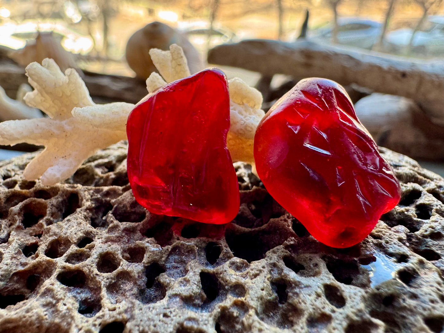 Rare Red Sea Glass Pieces B2964 for Jewelry Making – Genuine Beach Glass Supply