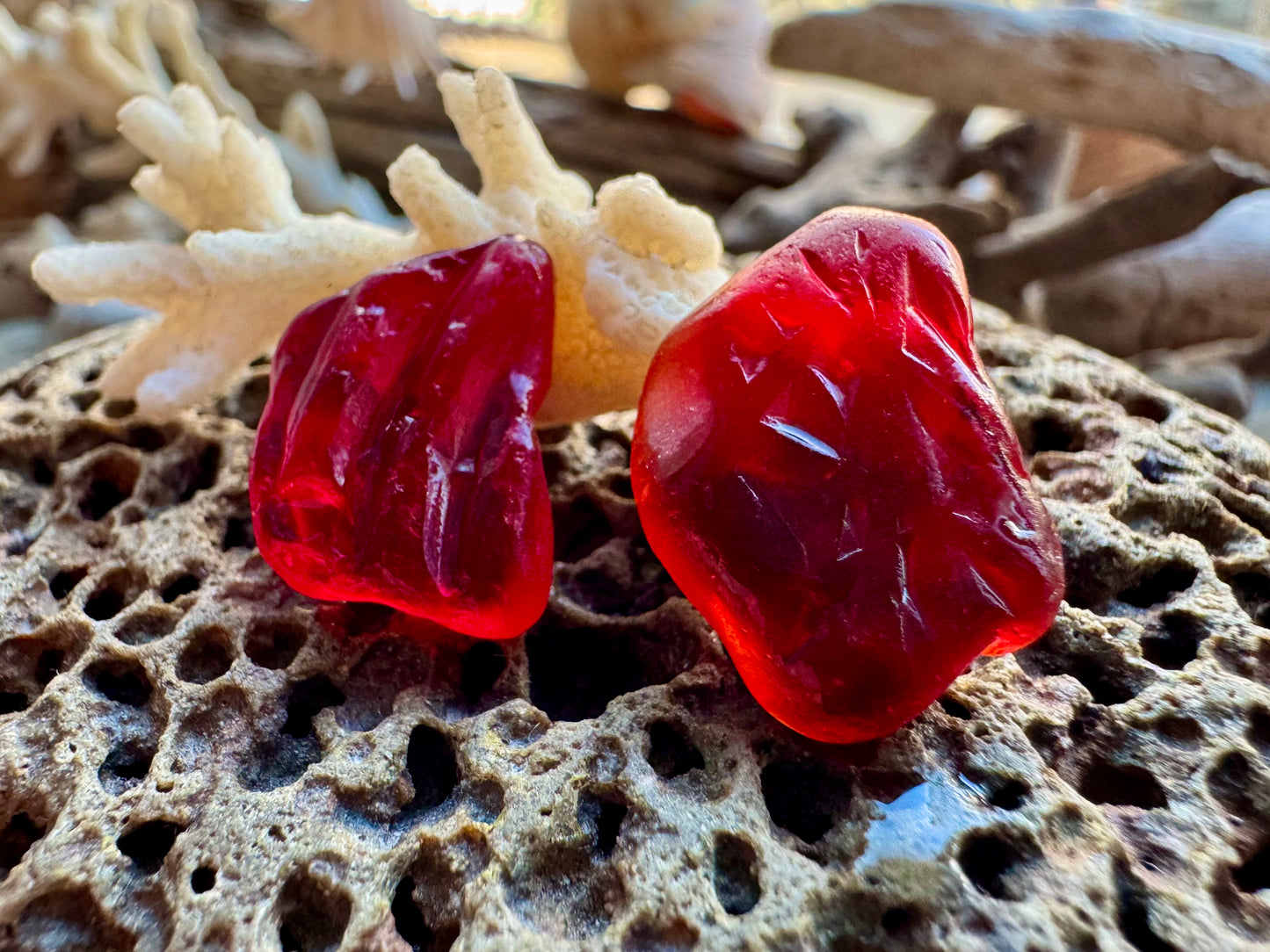 Rare Red Sea Glass Pieces B2964 for Jewelry Making – Genuine Beach Glass Supply