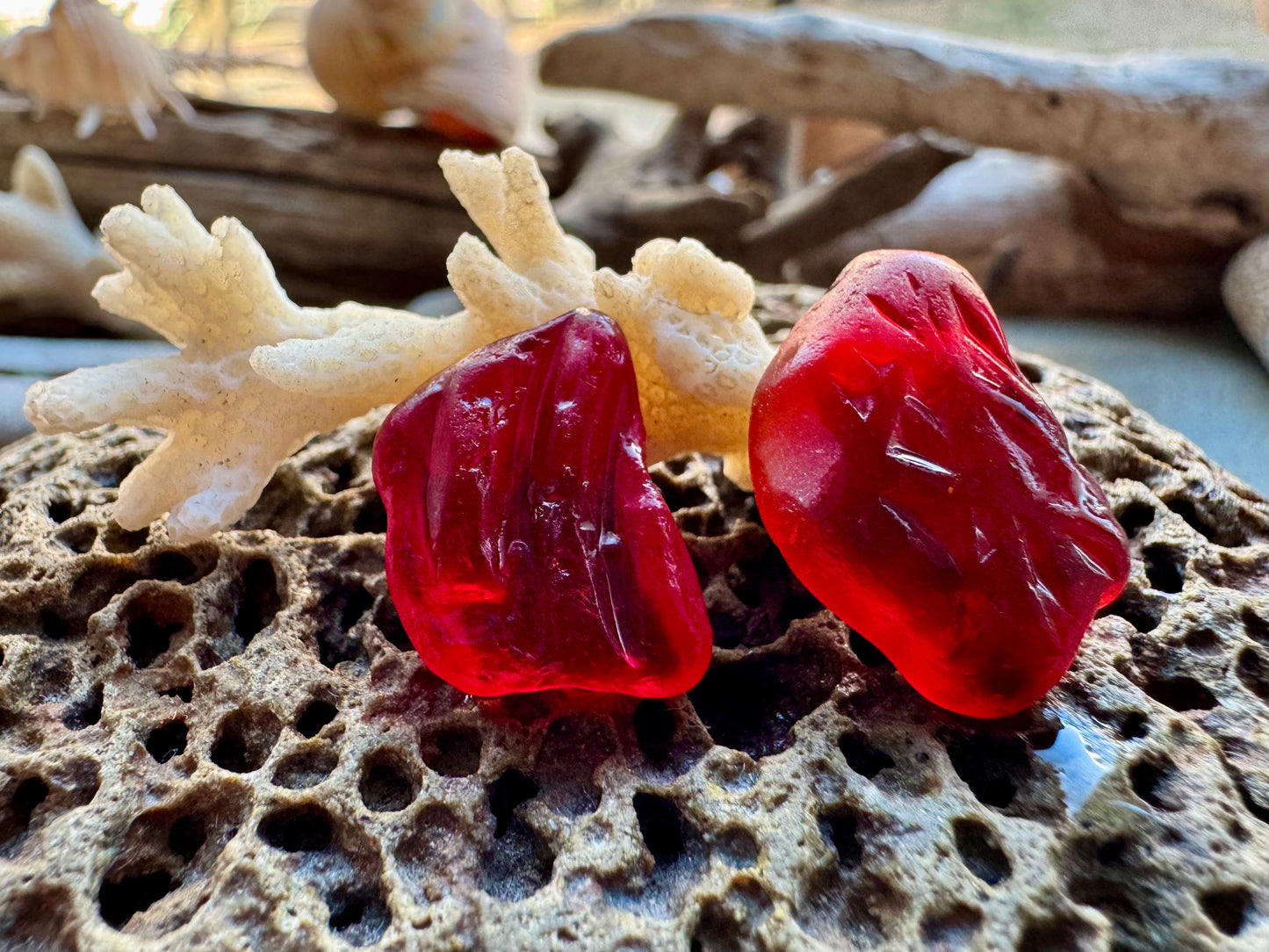 Rare Red Sea Glass Pieces B2964 for Jewelry Making – Genuine Beach Glass Supply