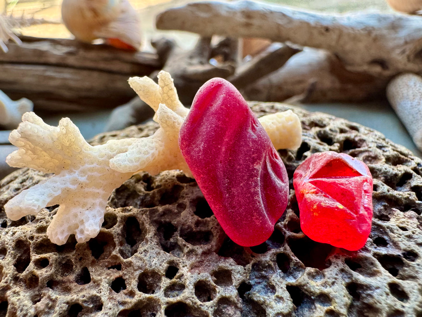 Rare Red Sea Glass Pair B2967 – Genuine Beach Glass for Jewelry Making