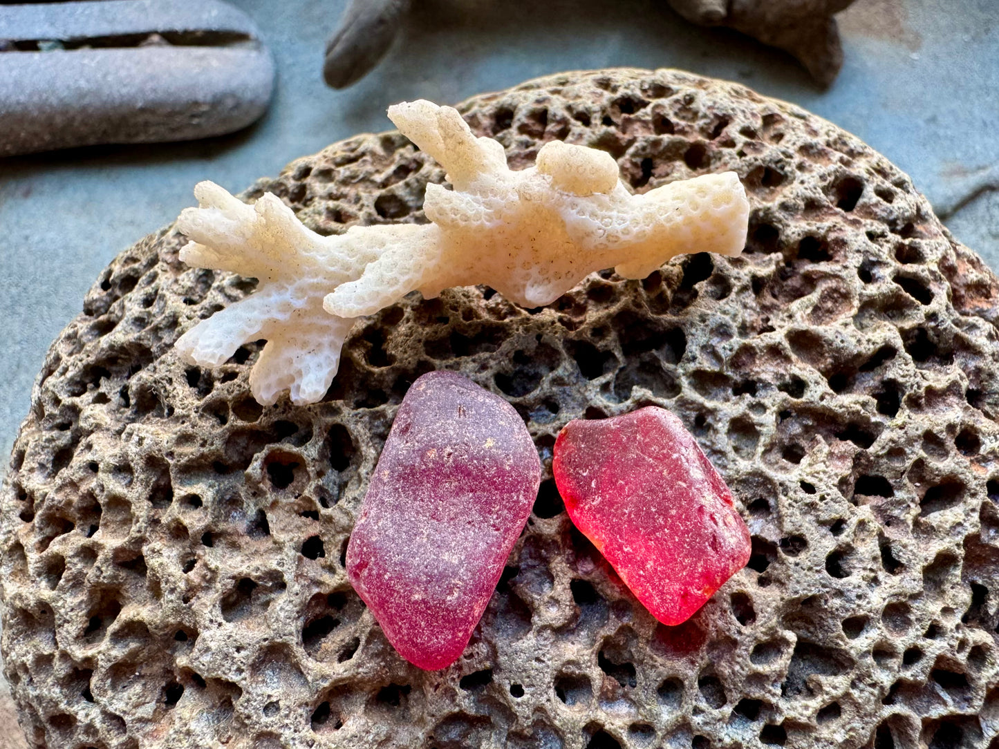 Rare Red Sea Glass Pair B2967 – Genuine Beach Glass for Jewelry Making