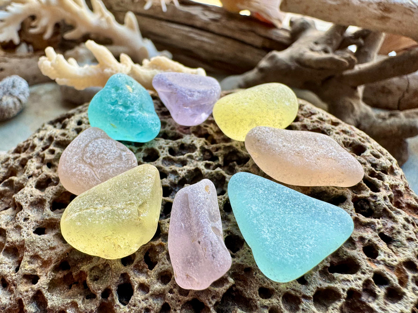 Pastel Mixed Sea Glass Pieces B2974 – Genuine Beach Glass for Jewelry Making (8 pcs)