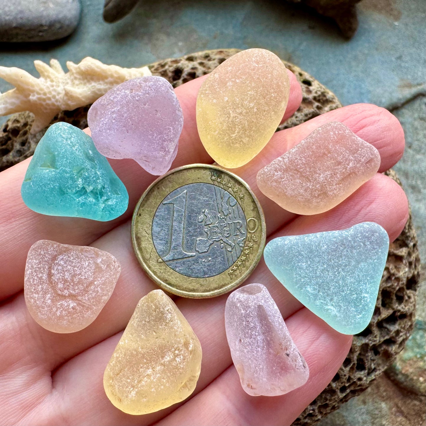 Pastel Mixed Sea Glass Pieces B2974 – Genuine Beach Glass for Jewelry Making (8 pcs)