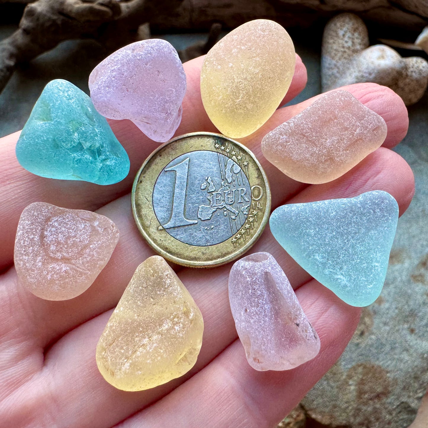 Pastel Mixed Sea Glass Pieces B2974 – Genuine Beach Glass for Jewelry Making (8 pcs)