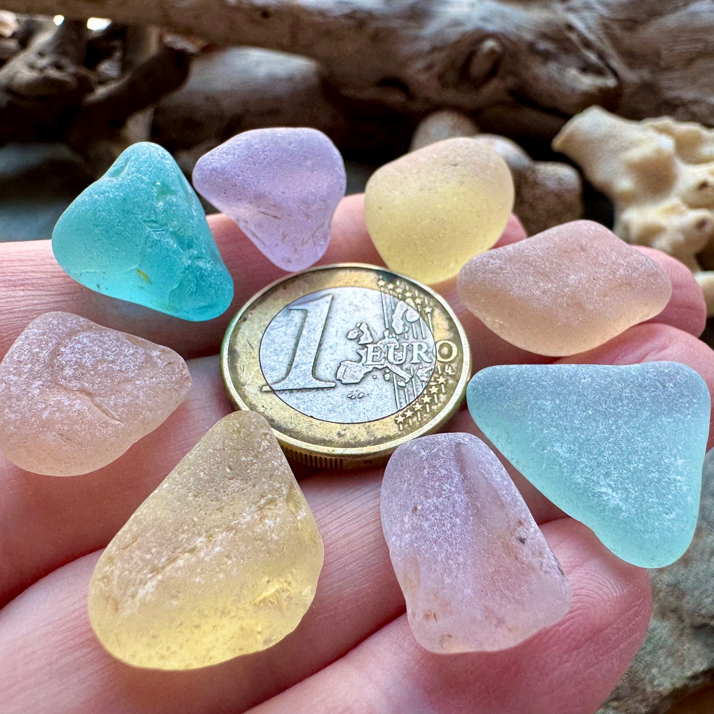 Pastel Mixed Sea Glass Pieces B2974 – Genuine Beach Glass for Jewelry Making (8 pcs)
