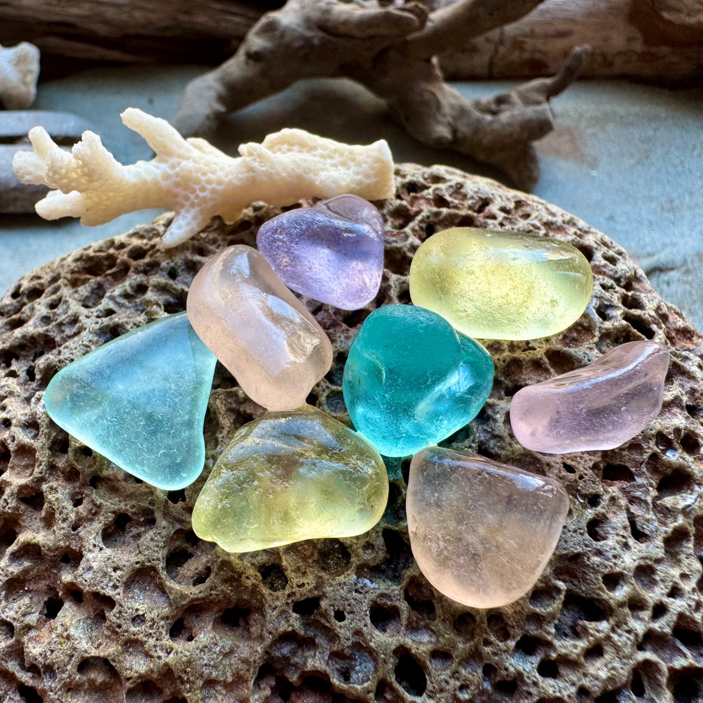 Pastel Mixed Sea Glass Pieces B2974 – Genuine Beach Glass for Jewelry Making (8 pcs)