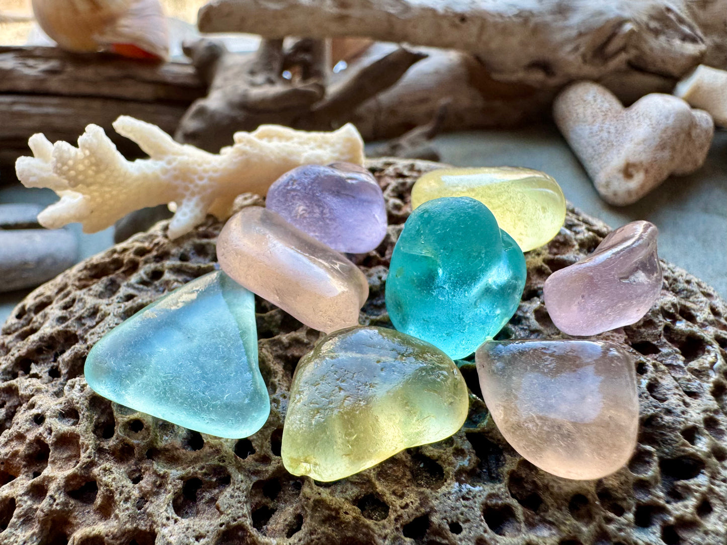 Pastel Mixed Sea Glass Pieces B2974 – Genuine Beach Glass for Jewelry Making (8 pcs)