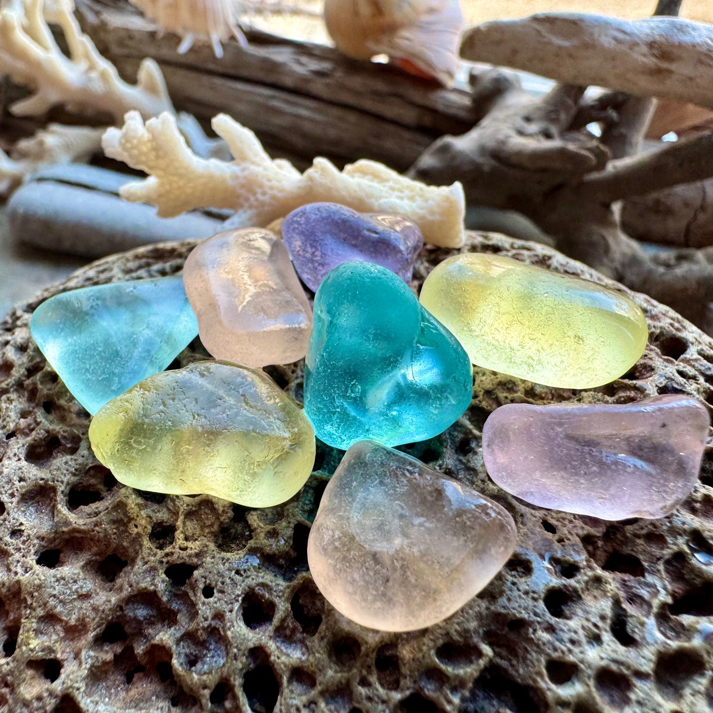 Pastel Mixed Sea Glass Pieces B2974 – Genuine Beach Glass for Jewelry Making (8 pcs)