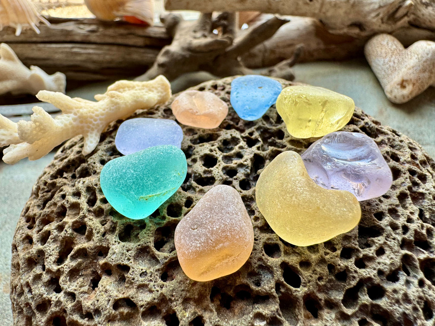 Rare Multicolor Sea Glass Set B2977– Genuine Beach Found Seaglass Pieces for Jewelry Making, Craft Supplies, Coastal Decor, Collectible Ocean Glass