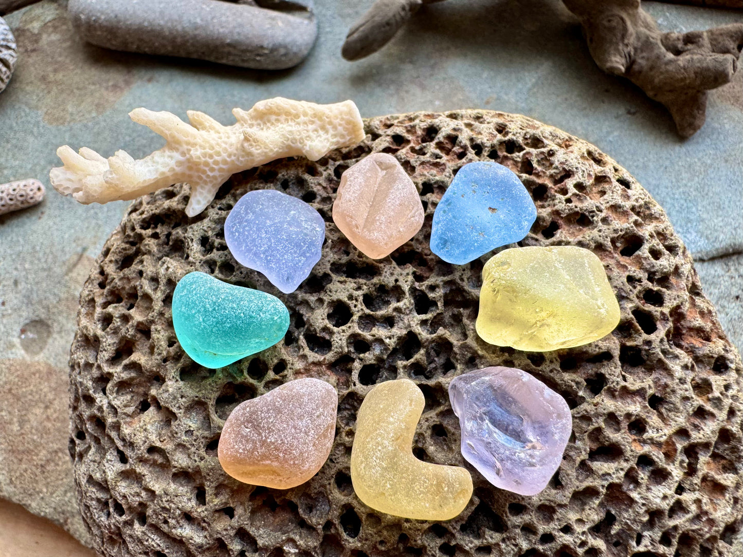 Rare Multicolor Sea Glass Set B2977– Genuine Beach Found Seaglass Pieces for Jewelry Making, Craft Supplies, Coastal Decor, Collectible Ocean Glass