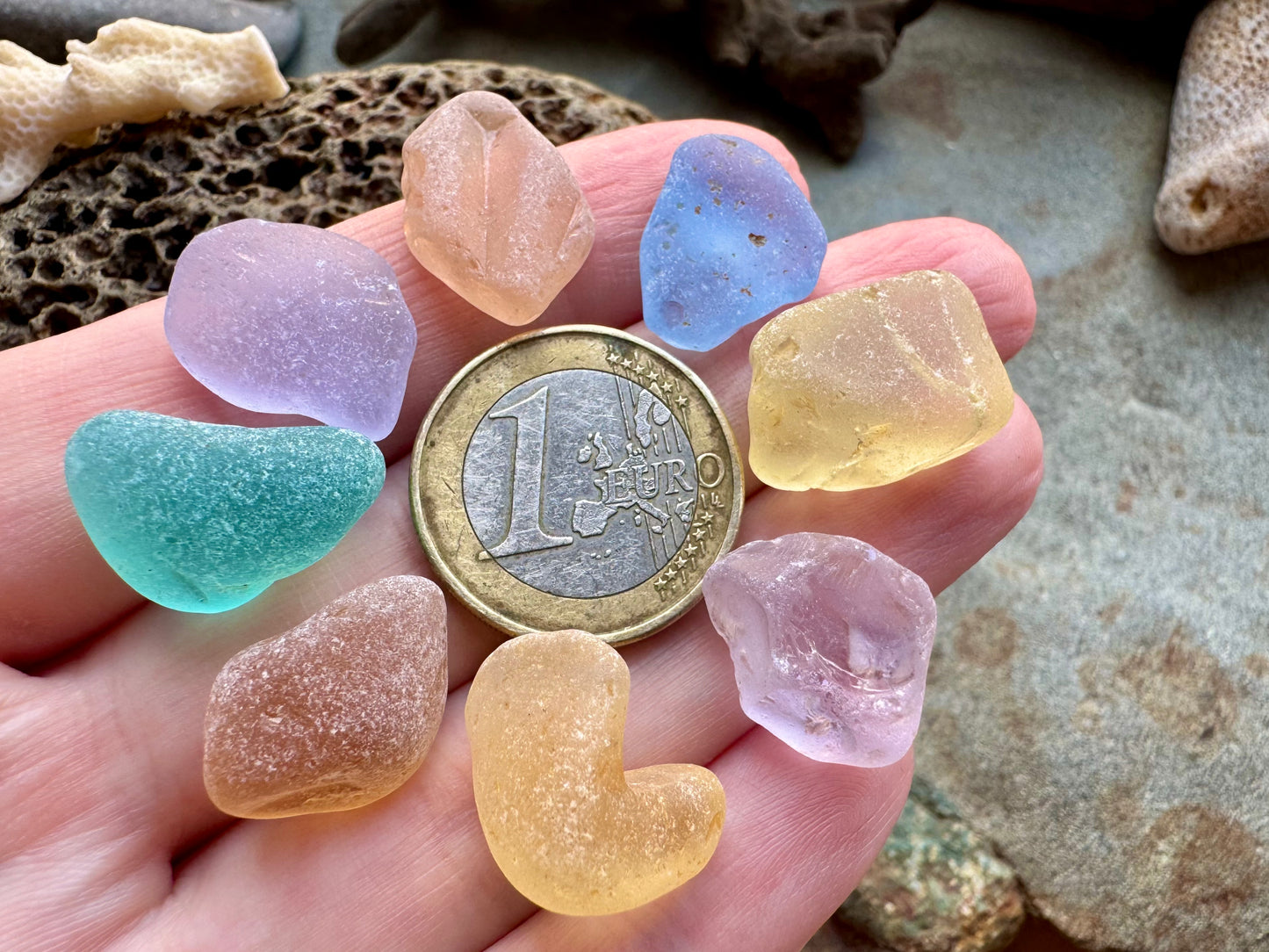 Rare Multicolor Sea Glass Set B2977– Genuine Beach Found Seaglass Pieces for Jewelry Making, Craft Supplies, Coastal Decor, Collectible Ocean Glass