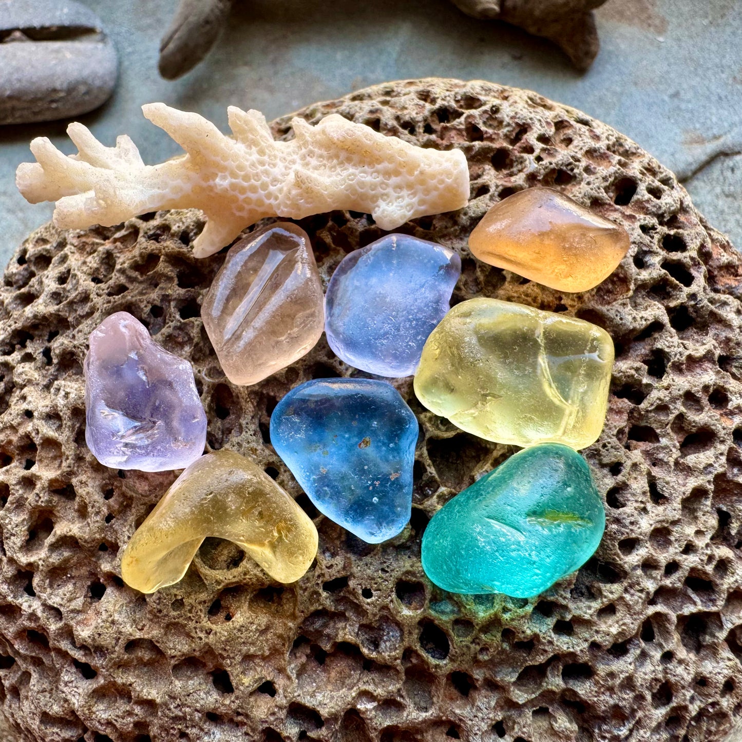 Rare Multicolor Sea Glass Set B2977– Genuine Beach Found Seaglass Pieces for Jewelry Making, Craft Supplies, Coastal Decor, Collectible Ocean Glass