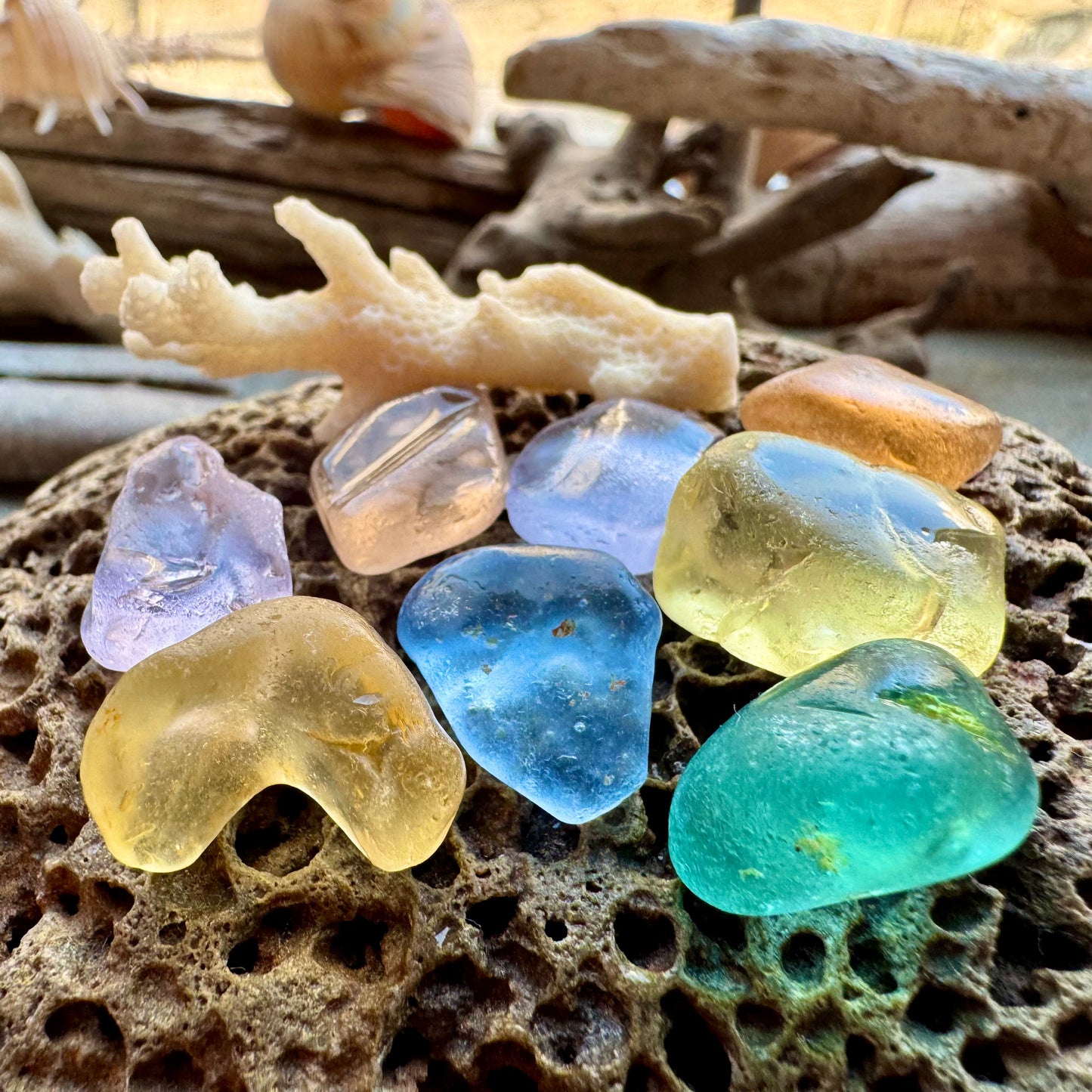 Rare Multicolor Sea Glass Set B2977– Genuine Beach Found Seaglass Pieces for Jewelry Making, Craft Supplies, Coastal Decor, Collectible Ocean Glass
