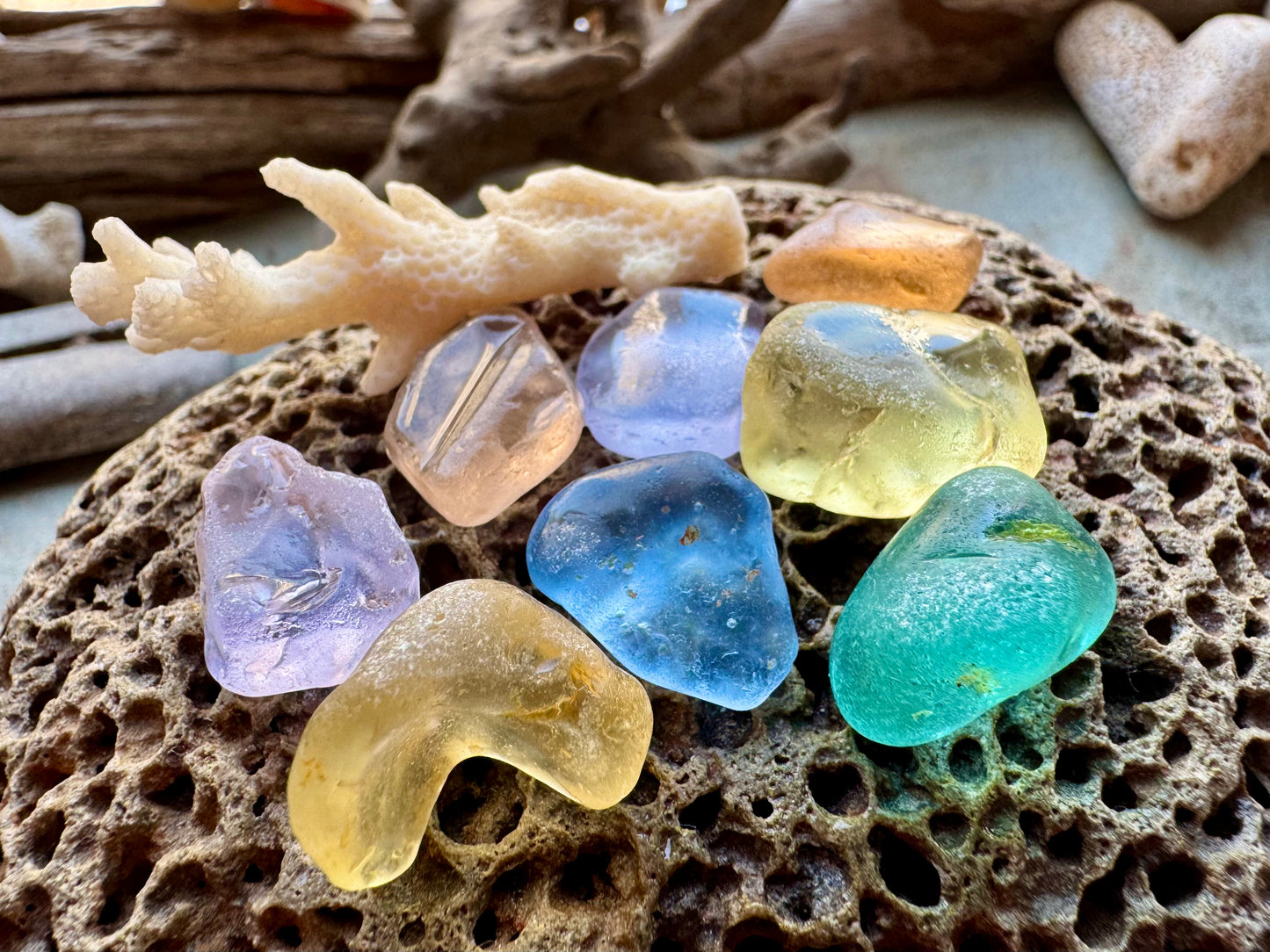 Rare Multicolor Sea Glass Set B2977– Genuine Beach Found Seaglass Pieces for Jewelry Making, Craft Supplies, Coastal Decor, Collectible Ocean Glass