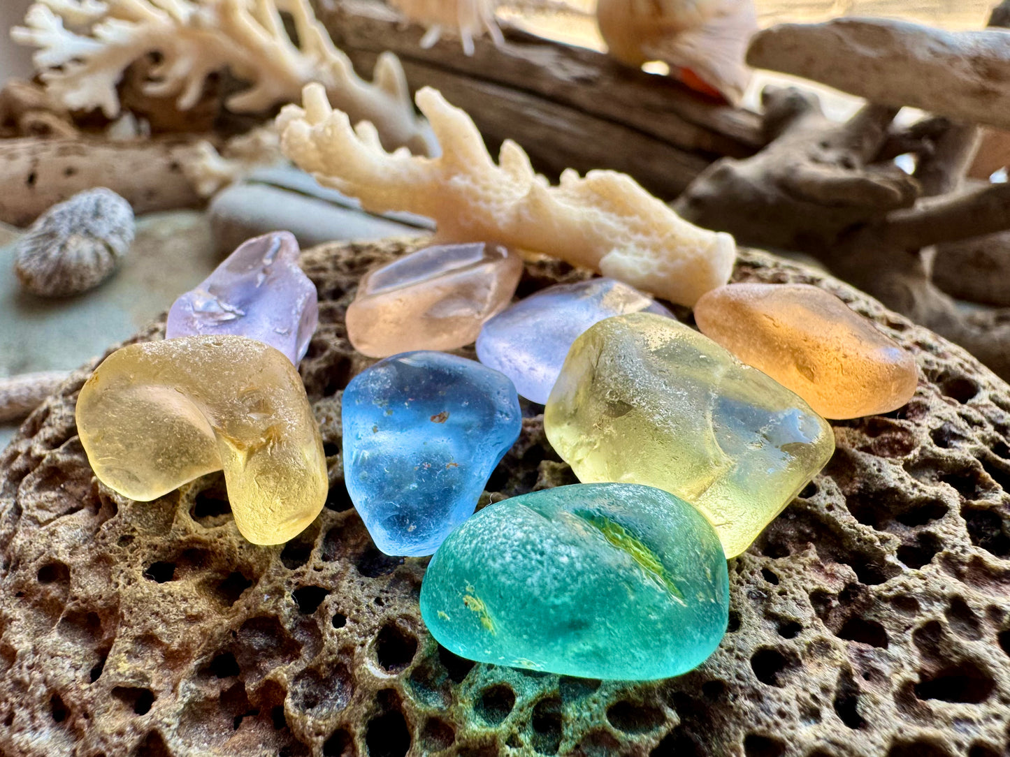 Rare Multicolor Sea Glass Set B2977– Genuine Beach Found Seaglass Pieces for Jewelry Making, Craft Supplies, Coastal Decor, Collectible Ocean Glass
