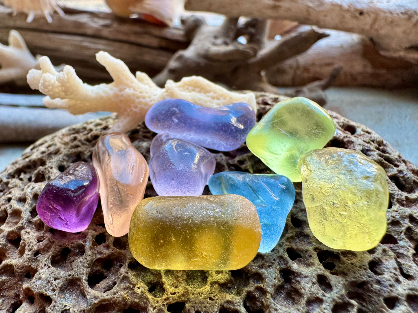 Authentic Multicolor Sea Glass Set B2979 – Genuine Beach Found Sea Glass Pieces for Jewelry Making, Craft Supplies, Coastal Decor