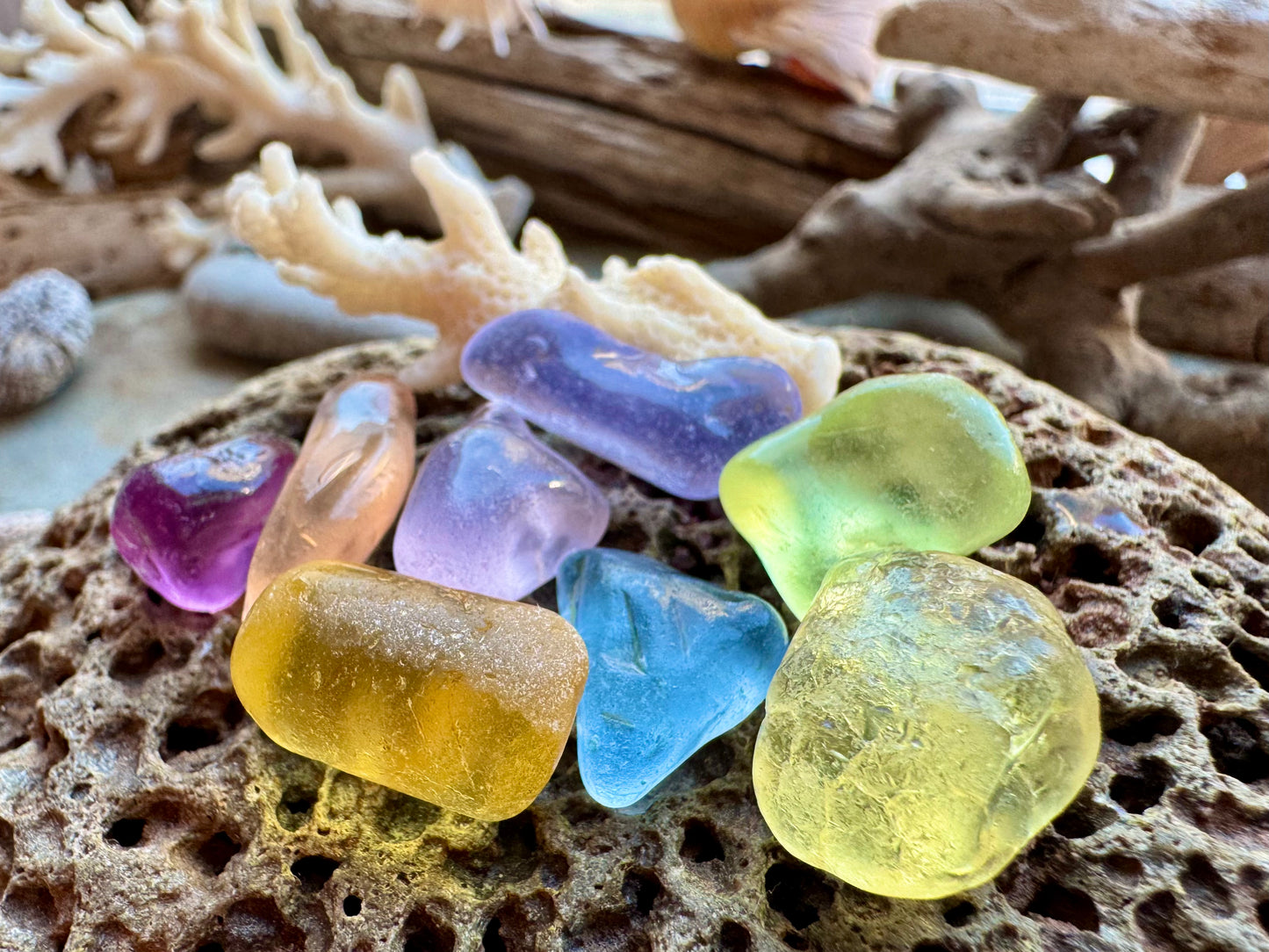 Authentic Multicolor Sea Glass Set B2979 – Genuine Beach Found Sea Glass Pieces for Jewelry Making, Craft Supplies, Coastal Decor