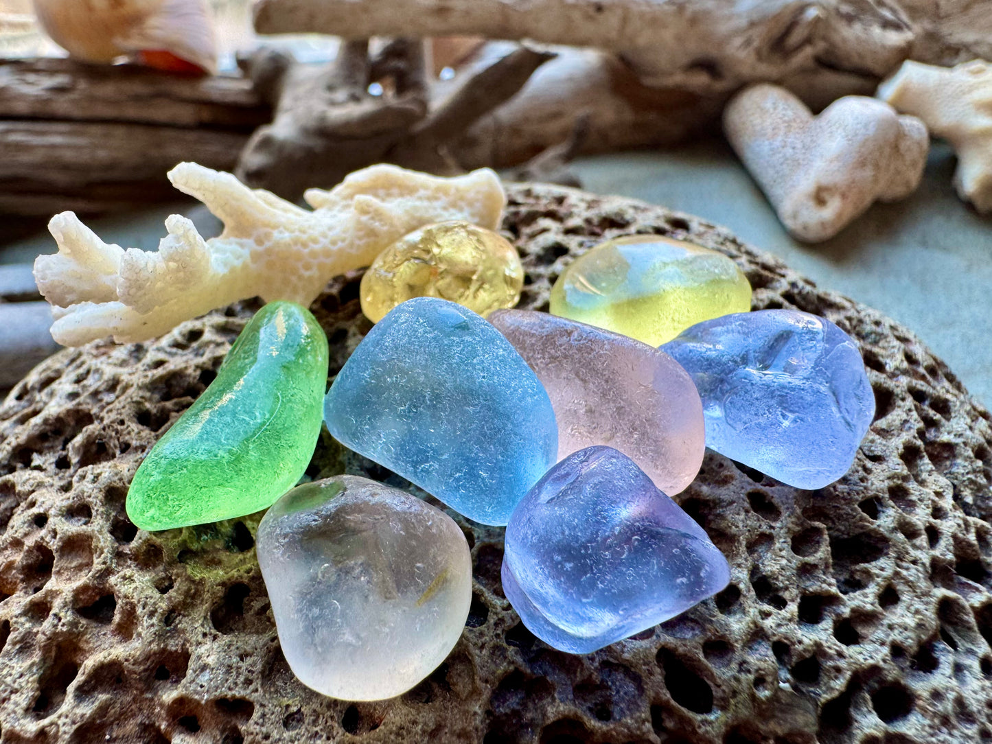 Multicolor Sea Glass Set, Genuine Beach Found Sea Glass Pieces B2980, Jewelry Supply, Craft Glass, Seaglass for Wire Wrapping, Ocean Tumbled Glass, DIY Jewelry Making