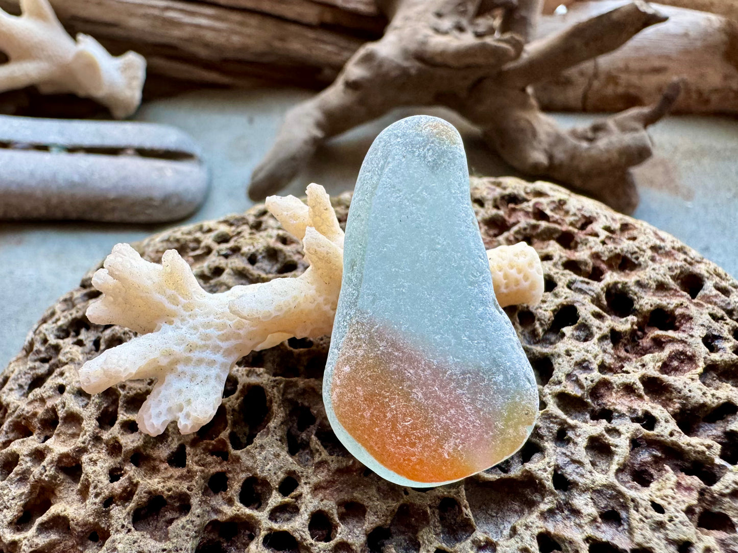 Layered Multicolor Sea Glass Pendant Piece B2984 – Genuine Ocean Tumbled Beach Glass