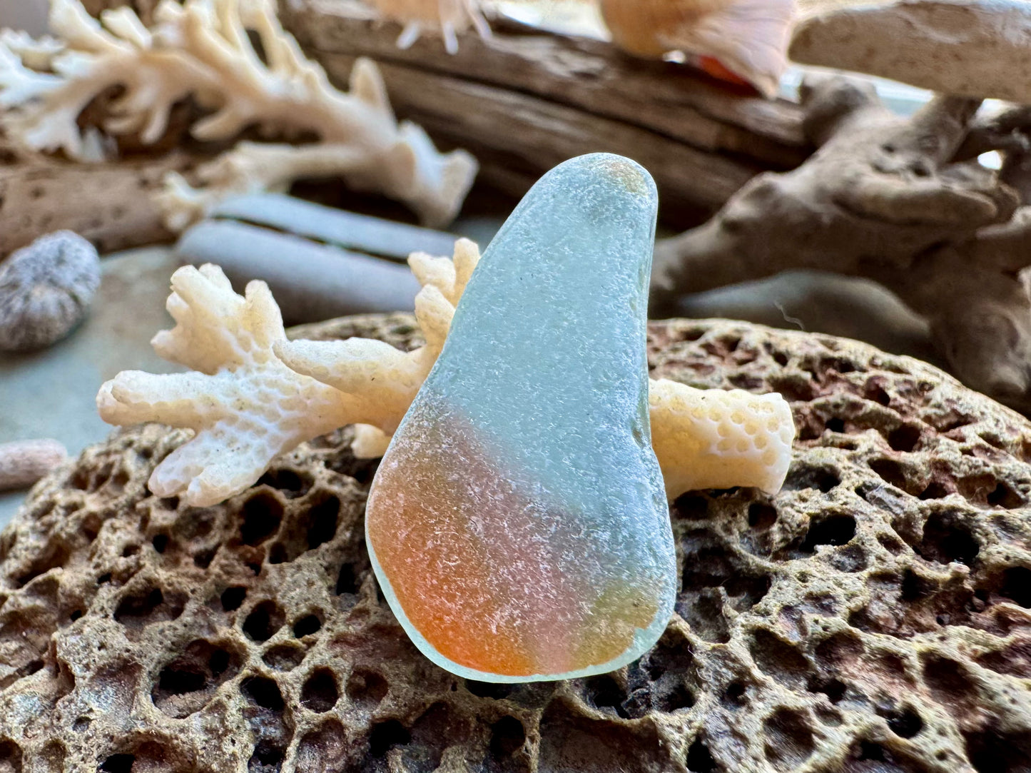 Layered Multicolor Sea Glass Pendant Piece B2984 – Genuine Ocean Tumbled Beach Glass