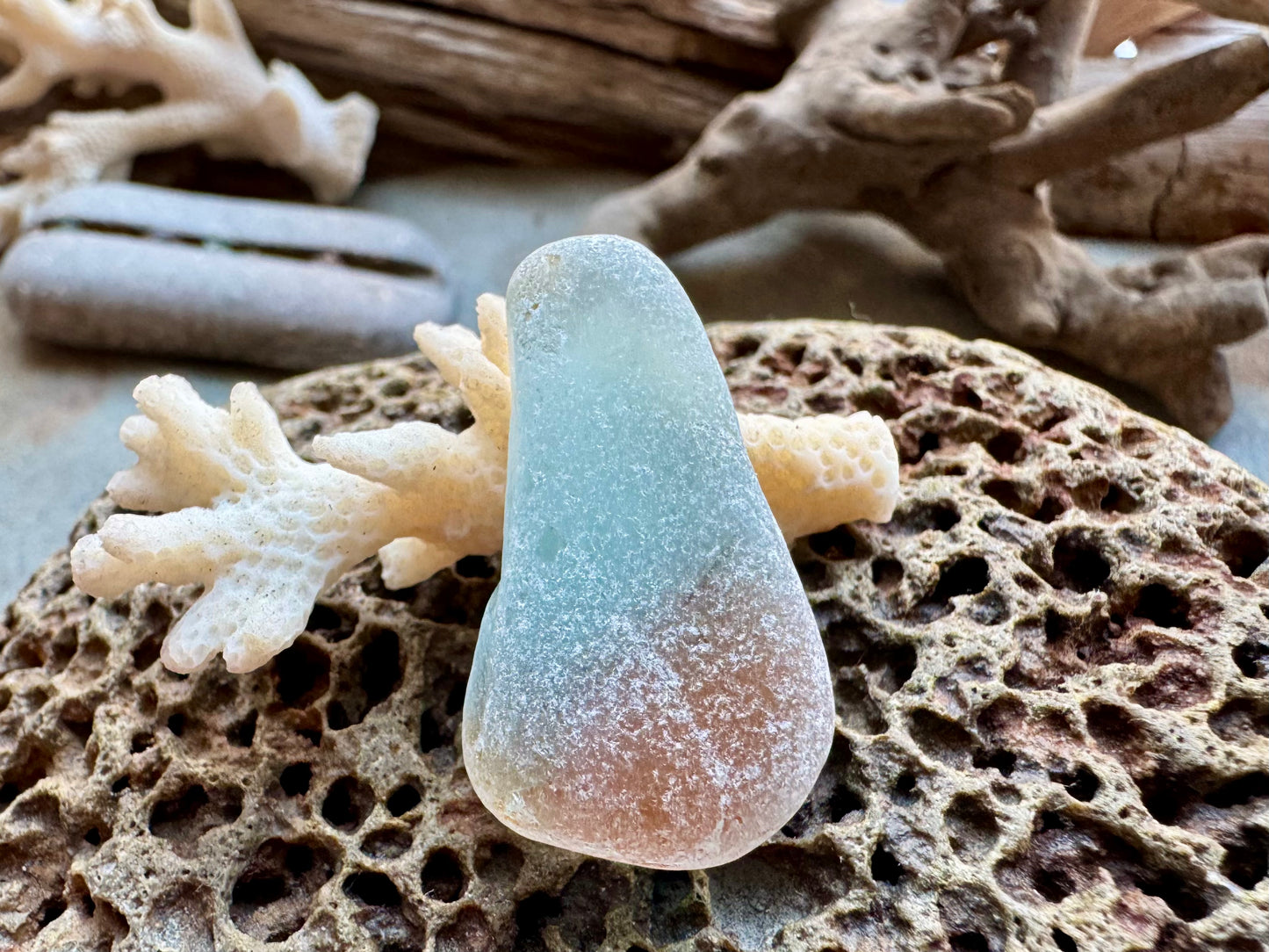 Layered Multicolor Sea Glass Pendant Piece B2984 – Genuine Ocean Tumbled Beach Glass