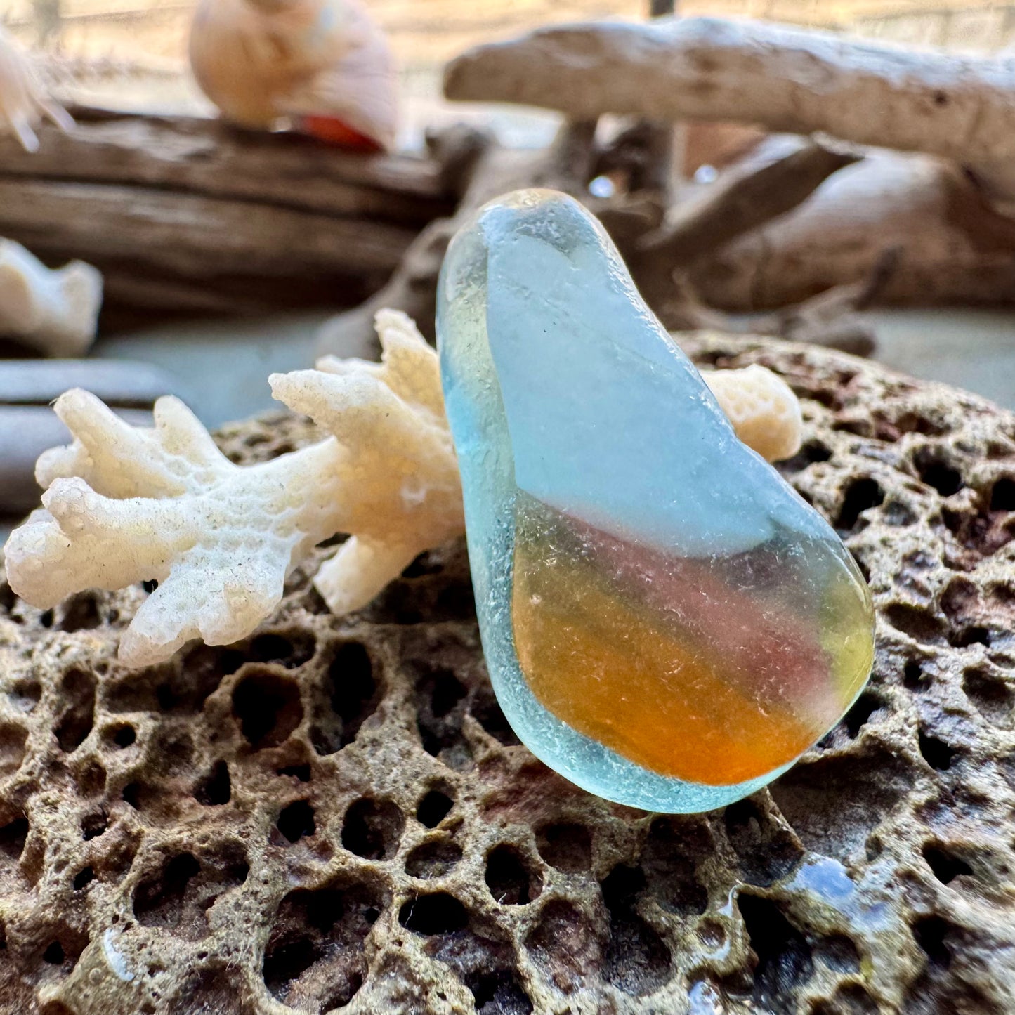 Layered Multicolor Sea Glass Pendant Piece B2984 – Genuine Ocean Tumbled Beach Glass