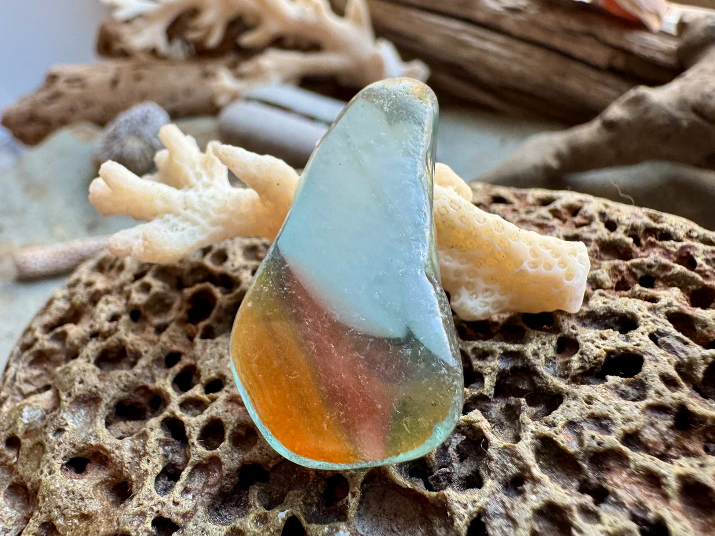 Layered Multicolor Sea Glass Pendant Piece B2984 – Genuine Ocean Tumbled Beach Glass