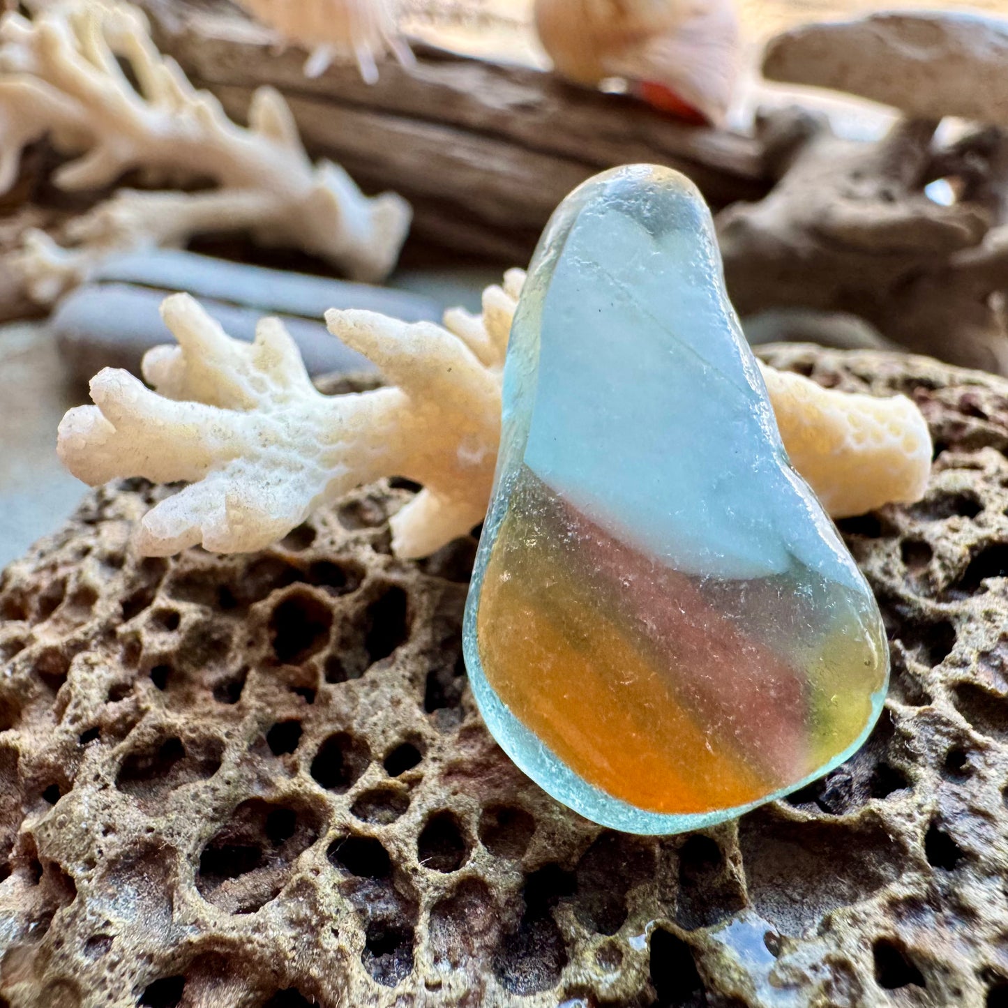Layered Multicolor Sea Glass Pendant Piece B2984 – Genuine Ocean Tumbled Beach Glass