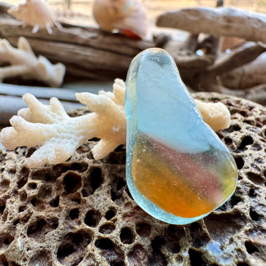 Layered Multicolor Sea Glass Pendant Piece B2984 – Genuine Ocean Tumbled Beach Glass