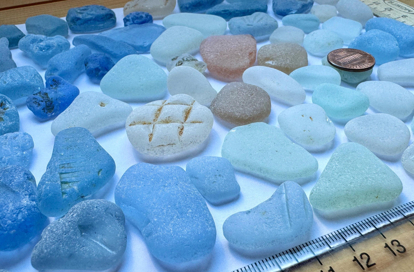 Large Cornflower Blue Sea Glass Mix Genuine Japanese Beach Found Sea Glass Lot #001