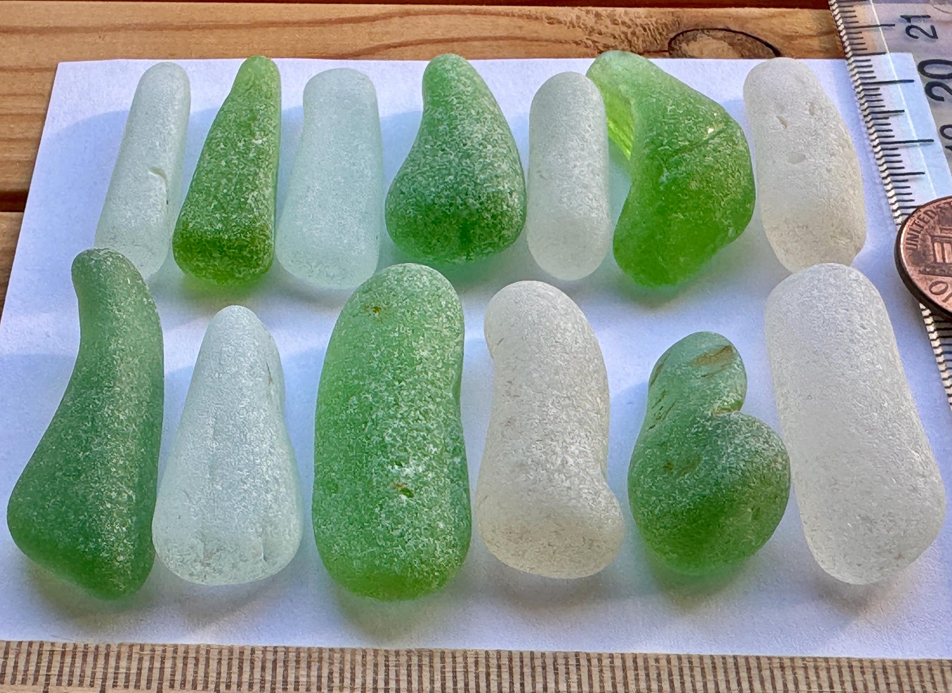 japanese sea glass sticks green white