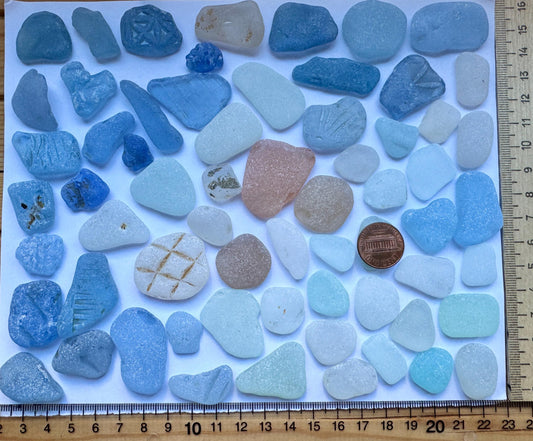 Large Cornflower Blue Sea Glass Mix Genuine Japanese Beach Found Sea Glass Lot #001