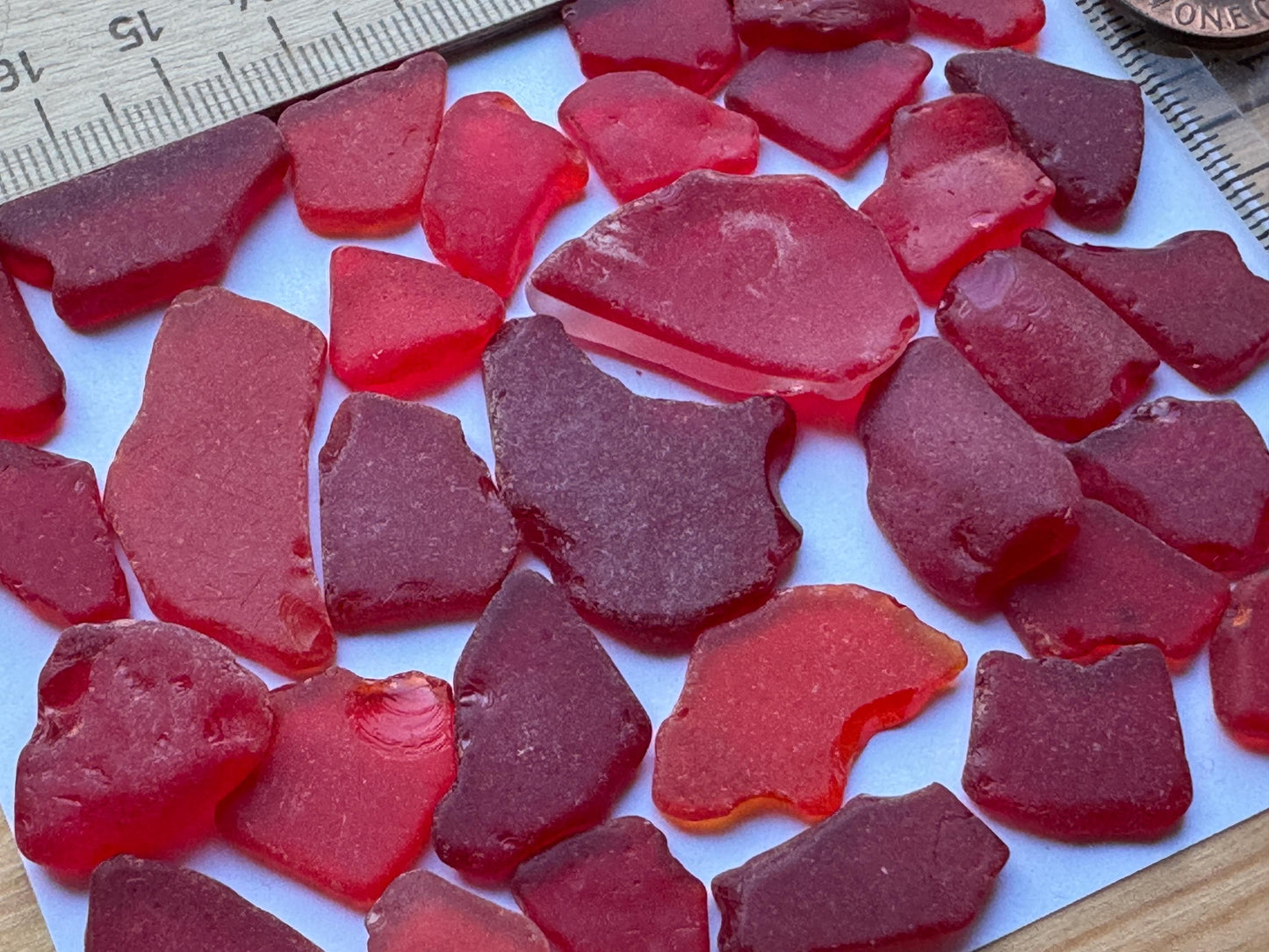 Rare Red Japanese Sea Glass Bulk Lot #039 Genuine Beach Glass Collector Pieces