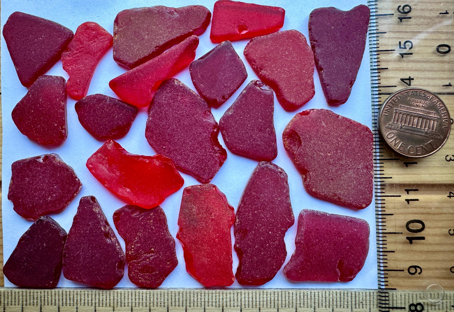 Rare Red Sea Glass #040 Genuine Beach Found Japanese Sea Glass Pieces Lot