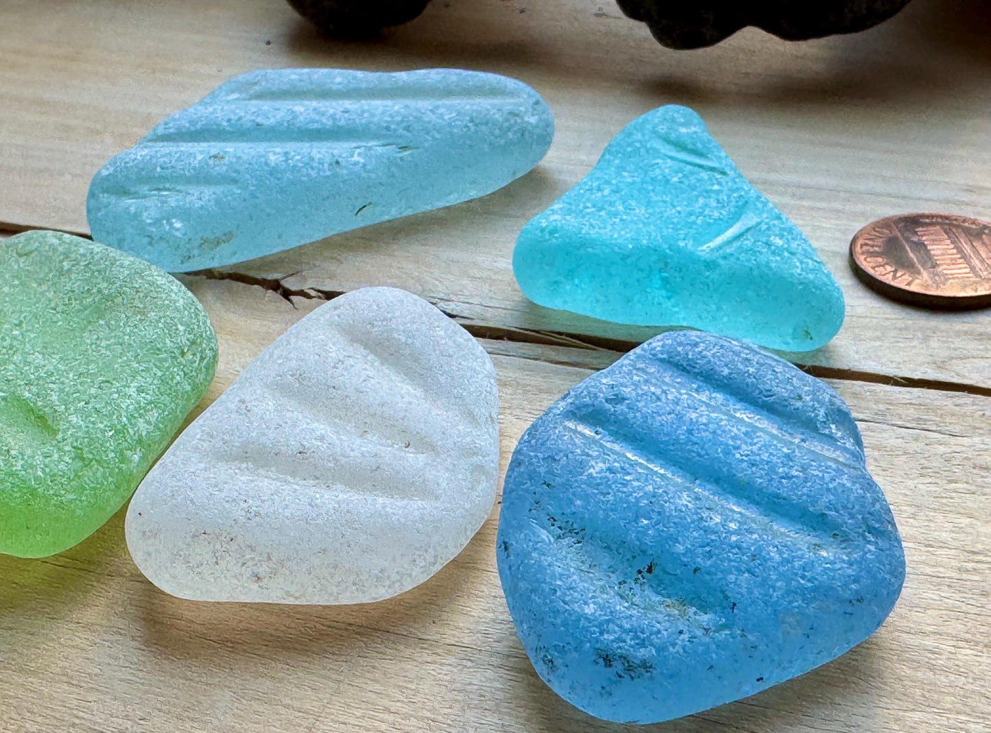 Large Aqua & Lime Japanese Sea Glass #080 Genuine Beach Glass Statement Pieces