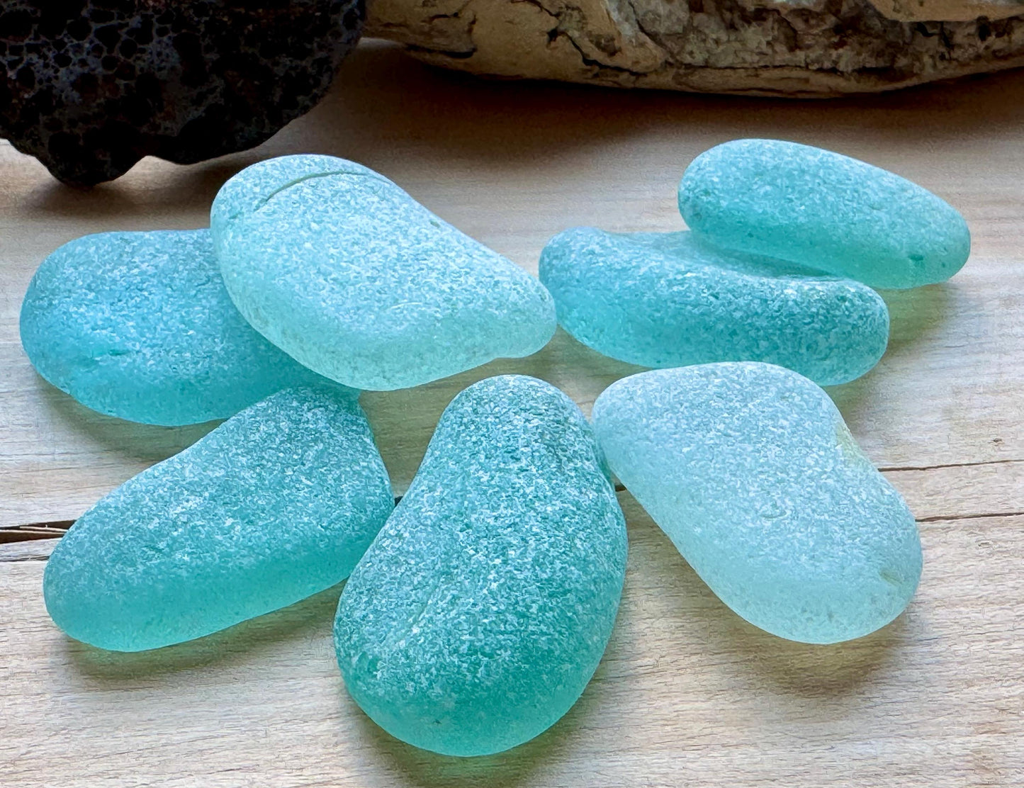 Rare XL Aqua Sea Glass Pieces #073 Genuine Japanese Beach Glass Jewelry Grade Lot #073
