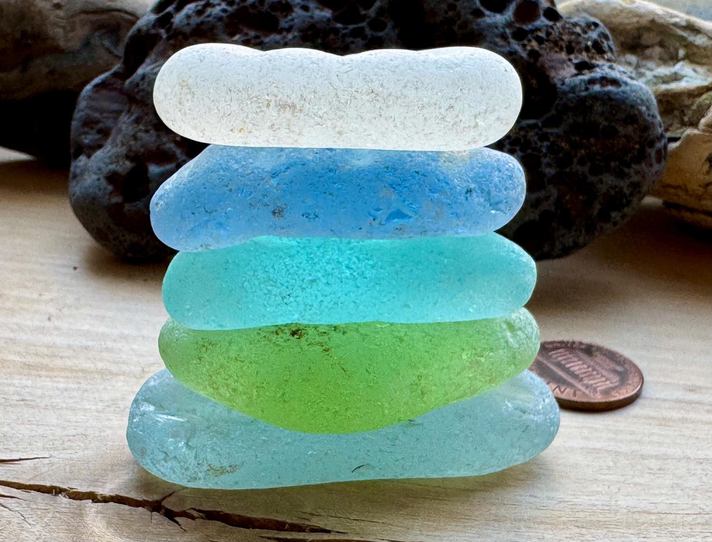 Large Aqua & Lime Japanese Sea Glass #080 Genuine Beach Glass Statement Pieces