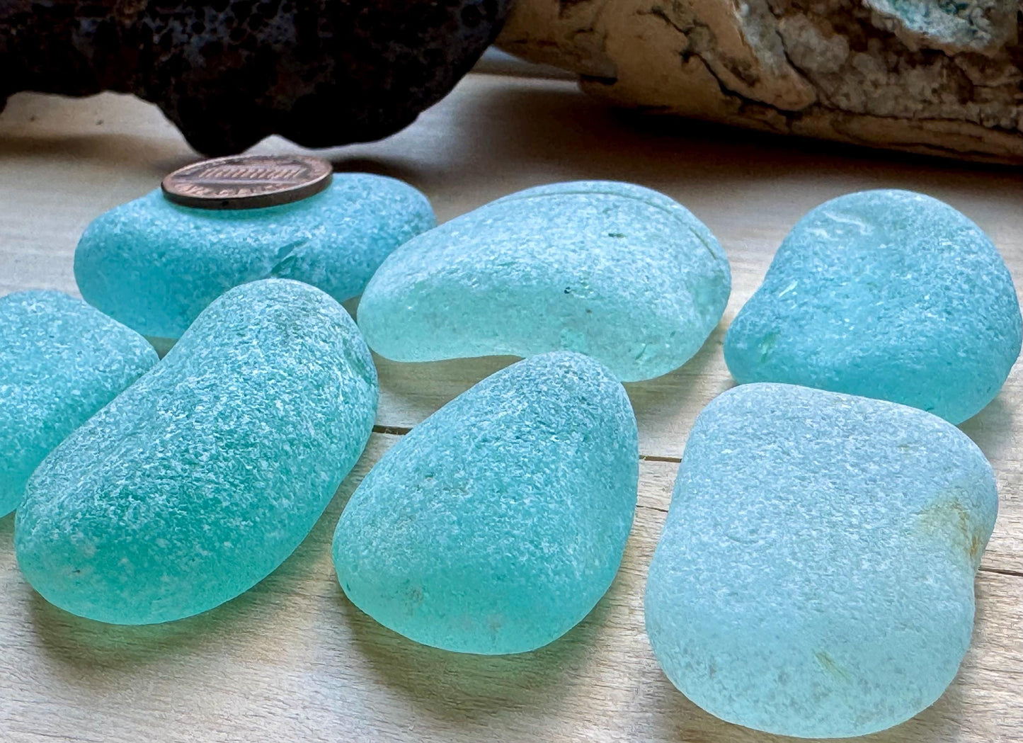 Rare XL Aqua Sea Glass Pieces #073 Genuine Japanese Beach Glass Jewelry Grade Lot #073