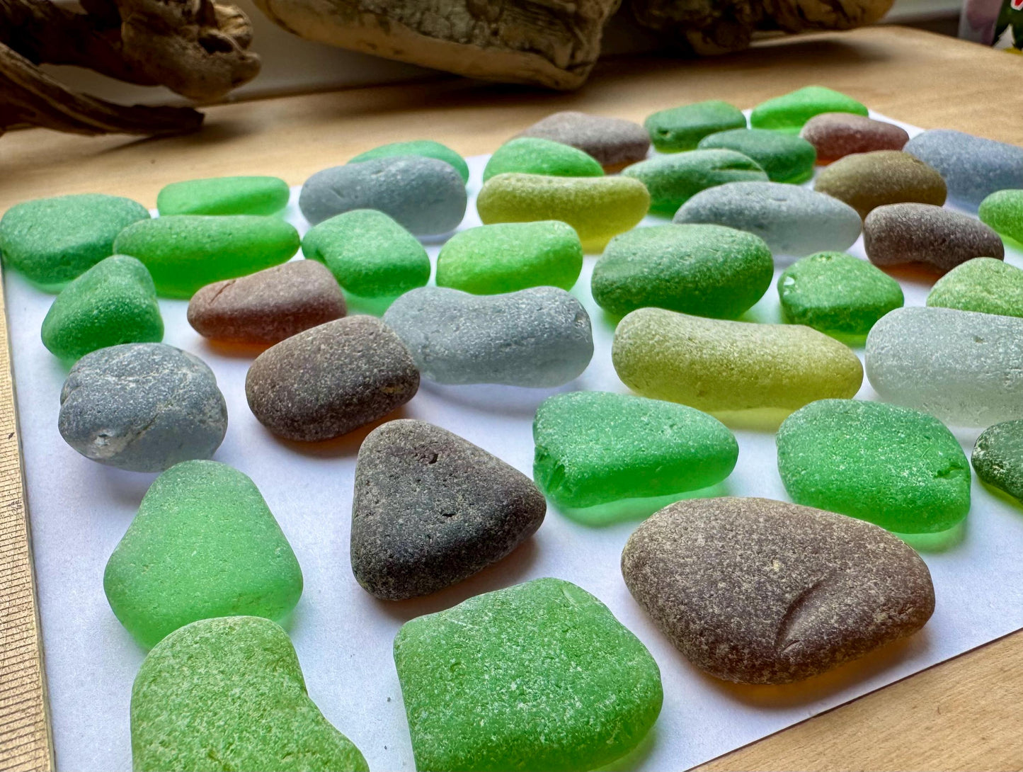 Green & Brown Genuine Sea Glass #048 Mix 290g Bulk Japanese Beach Glass for Mosaic & Crafts Lot #048